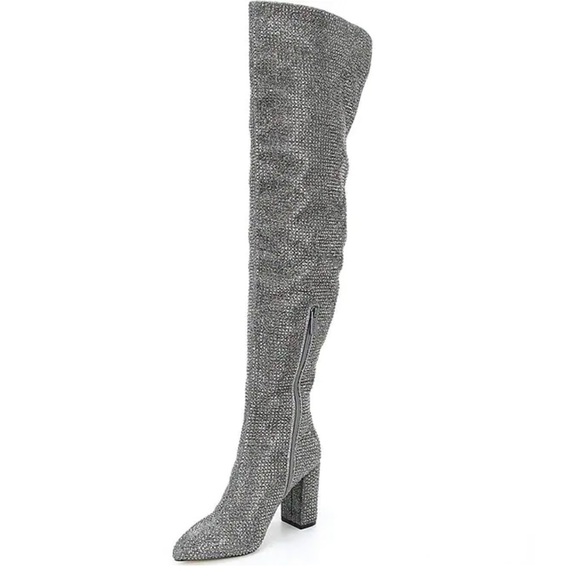 Carvela Shine Over-The-Knee Rhinestone Embellished Block Heel Boots Size 6 - Picture 2 of 4